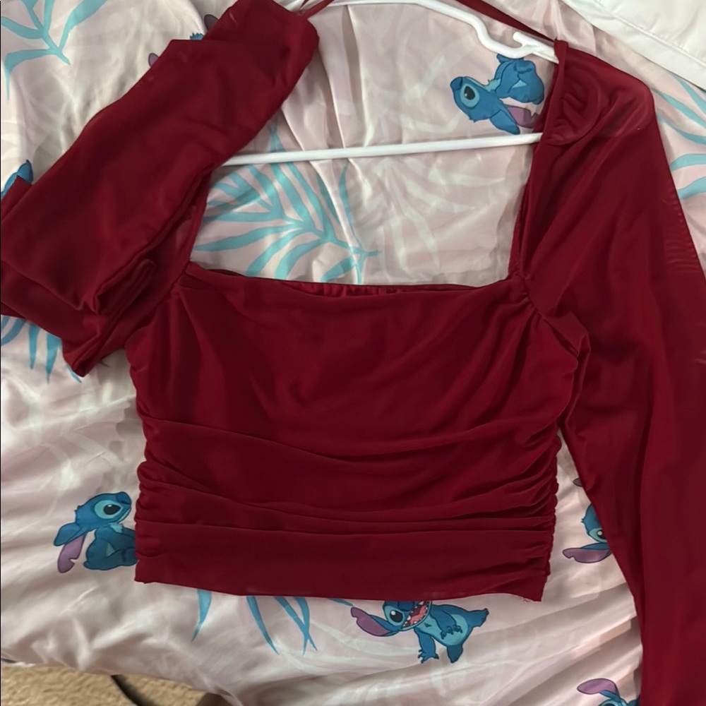 Princess Polly Red Cropped Blouse